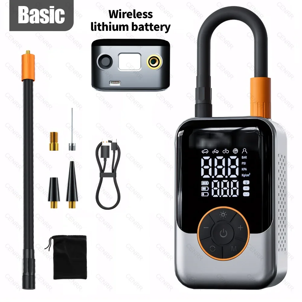 Draagbare bandenpomp Auto Draadloze luchtpomp Elektrische luchtinjector LCD-scherm Luchtcompressor voor fiets Auto Motorbandbal
