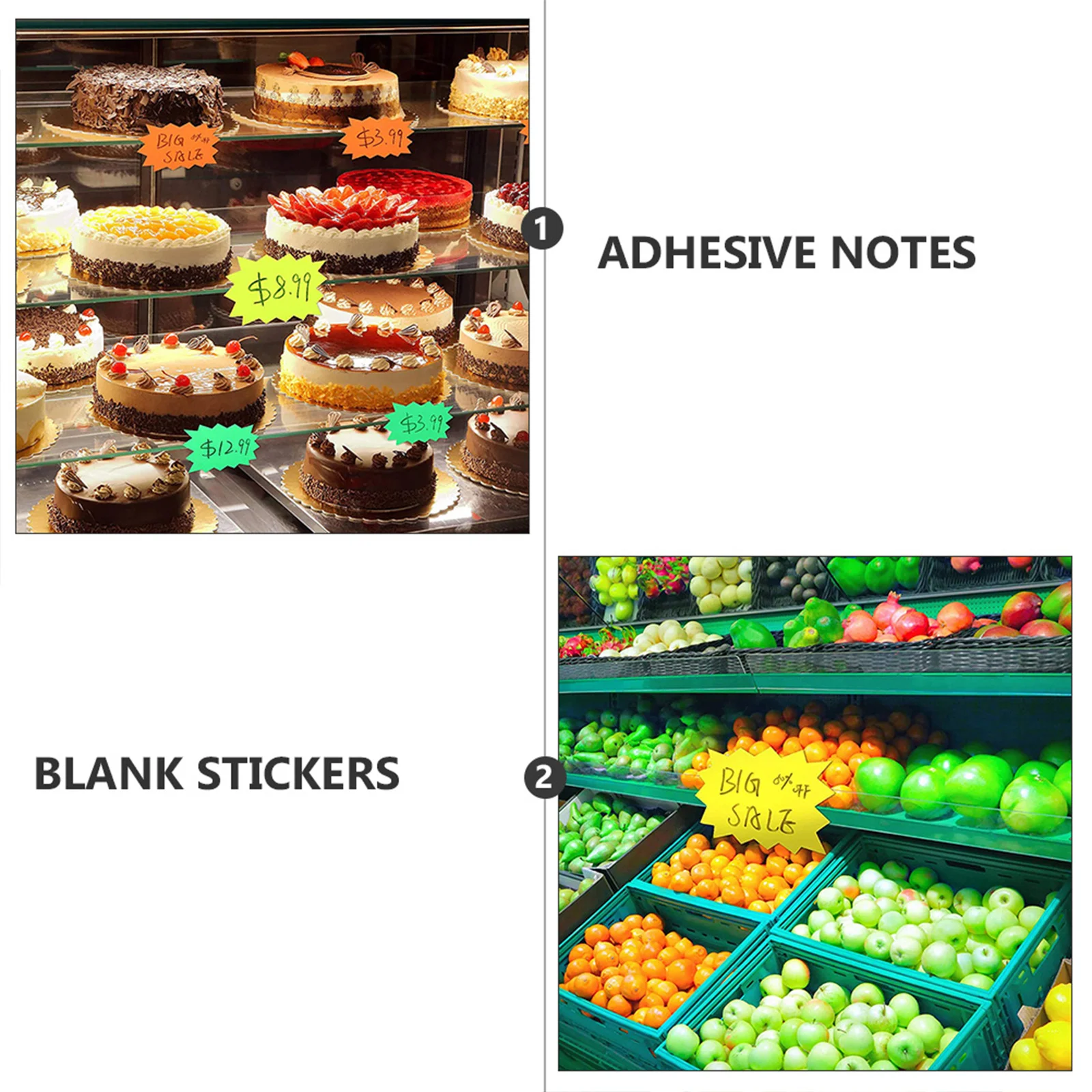 

Bright Colored Adhesive Stickers for Price Tagging Fluorescent Label Decals Removable Markers for Supermarket