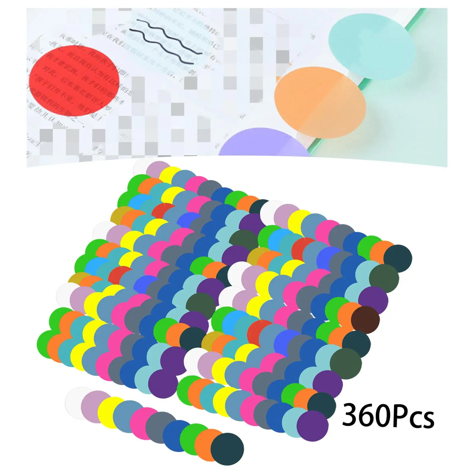 360x Index Sticker Round School Stationery Circular Note Sticky Notes Paper Memo Pad for Magazines files Diaries Folders Journal