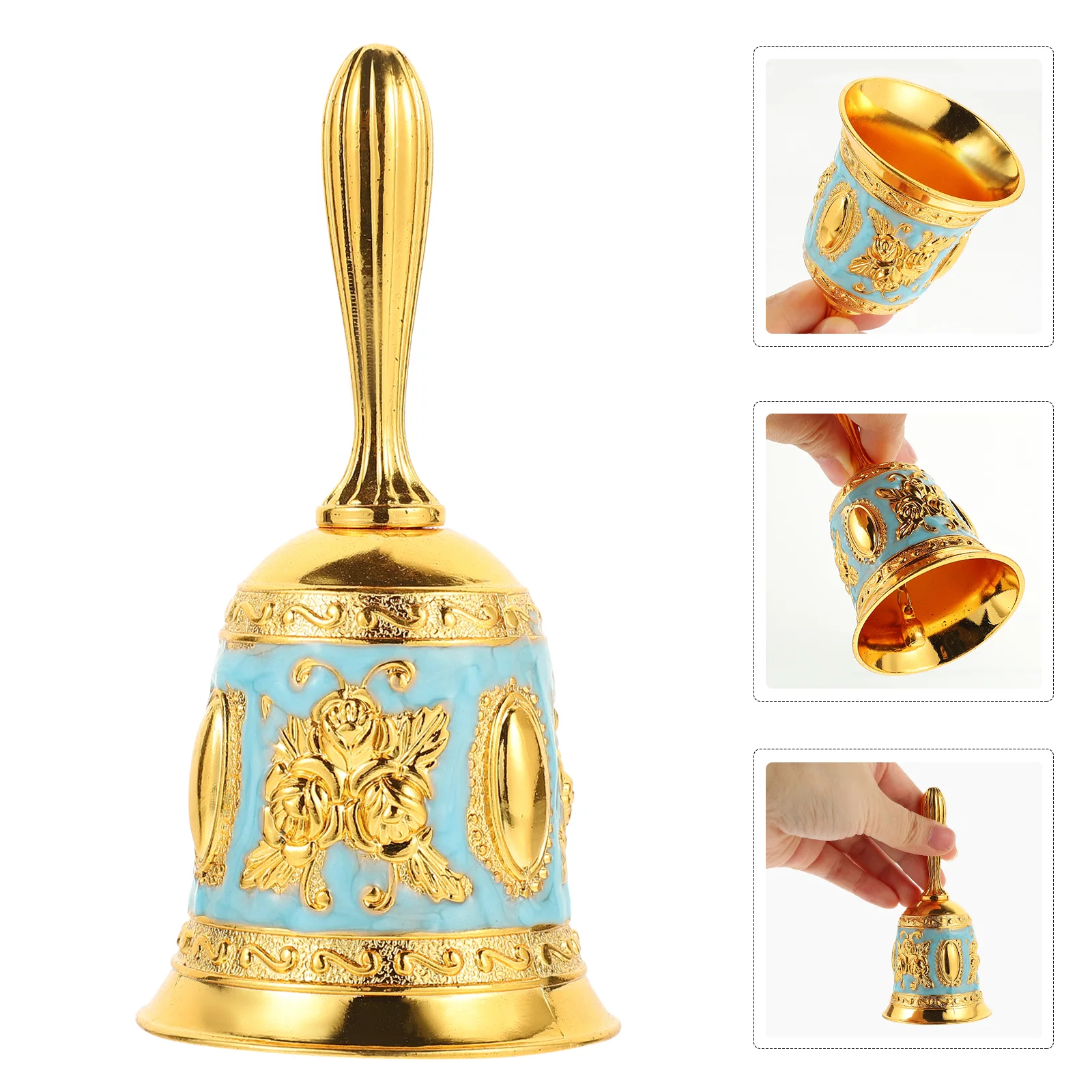 

Fashion Hand Bell Baby Vintage Bells Small Gold Dinner Zinc Alloy Wedding Events Hotel Dish