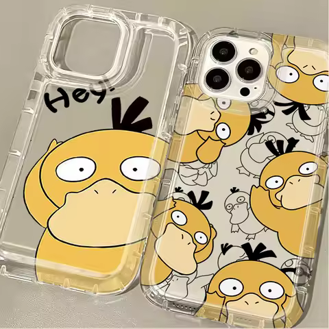 Cartoon Lovely Psyducks Case For Samsung Galaxy S20 Plus FE S25 Ultra S24 S23 S22 S21 A15 A35 A55 A54 5G Clear Protective Cover