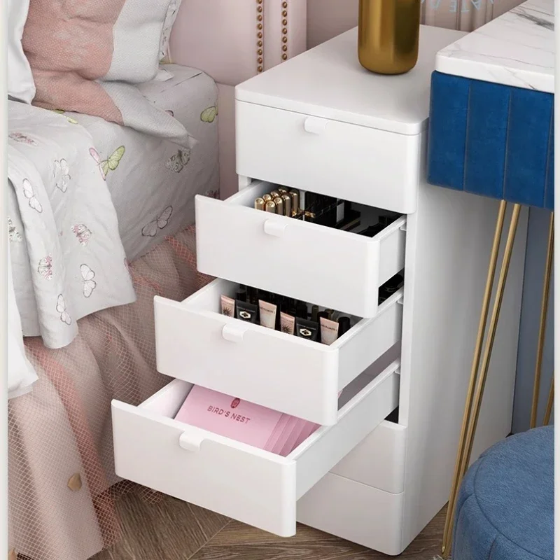 

Cream Style Multi-Layer Locker Chest of Drawers Household Storage Low Cabinet Narrow Locker Under the Table Utility