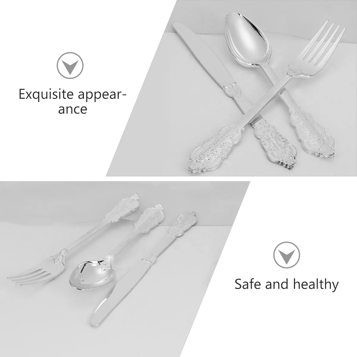 

12pcs Disposable Tableware Set Gilding Spoons Forks For Party Wedding Event Multipurpose Knives Practical Culteries Household