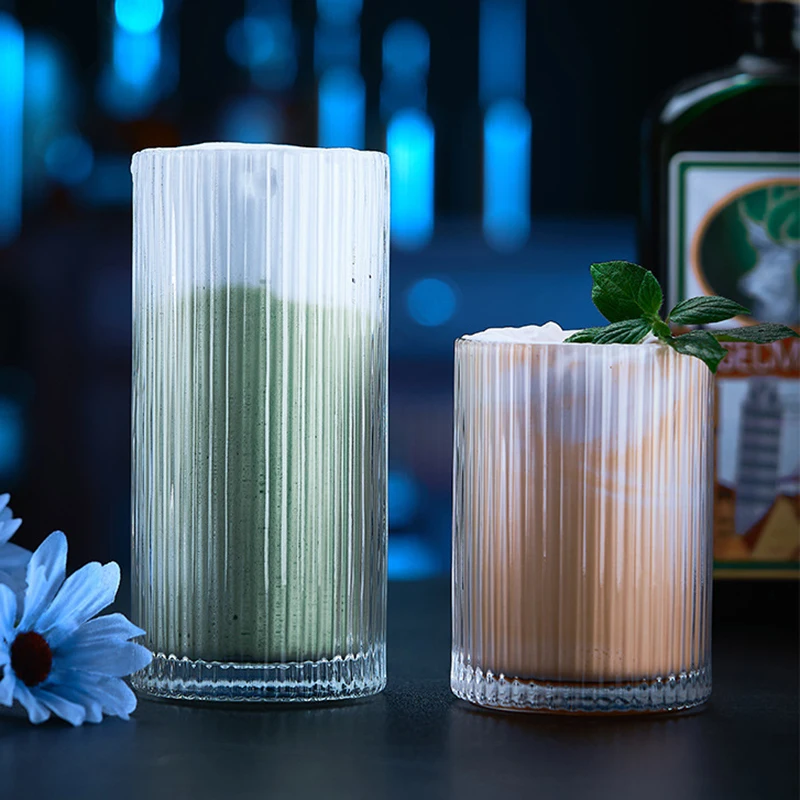 250ml/360ml Glass Vertical Striped Cups Coffee Latte Juice Cup Milk Glasses Beverage Cup Household Water Cups Female Drinkware