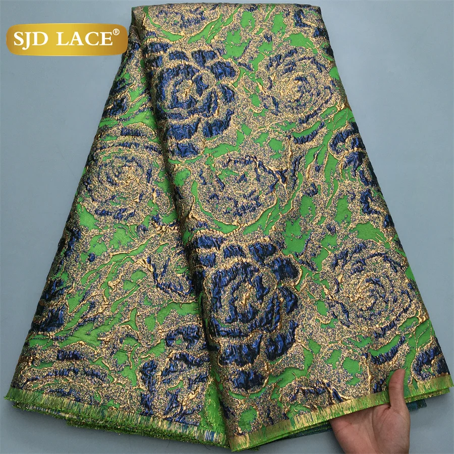 

SJD LACE Pink Brocade Lace Fabric 2025 Latest African Jacquard Gilding Lace Nigerian Damask Lace Material For Women Dresses 4146