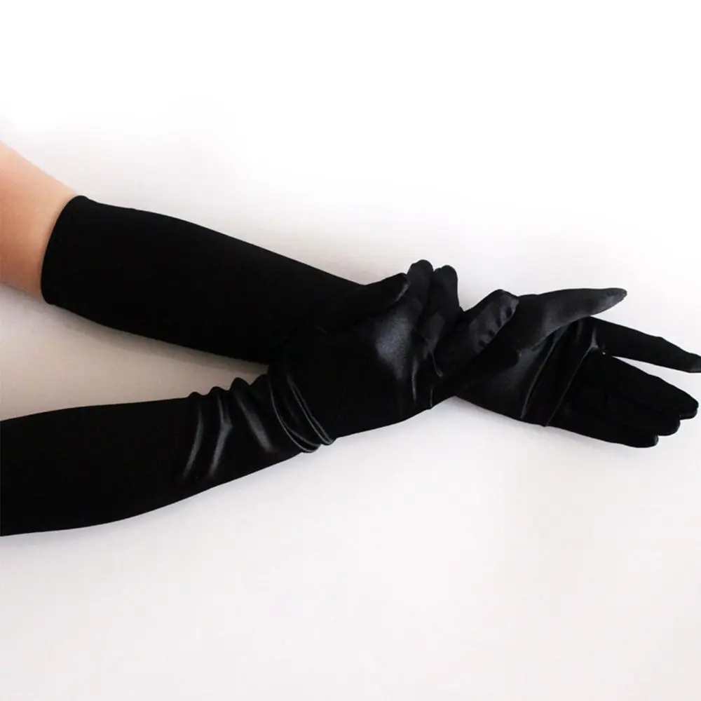 

Bride Summer Satin Opera Performance Parties Driving Gloves Long Gloves Prom Gloves Finger glove