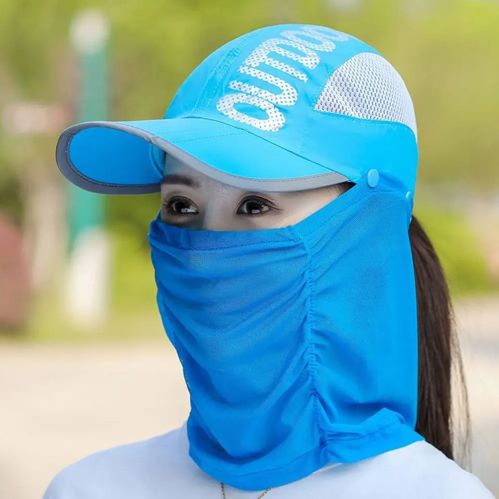 Summer Women Sunshade Sun Hat UV Protection Wide Brim Shade Hat Detachable Breathable Neck Face Baseball Cap Visor