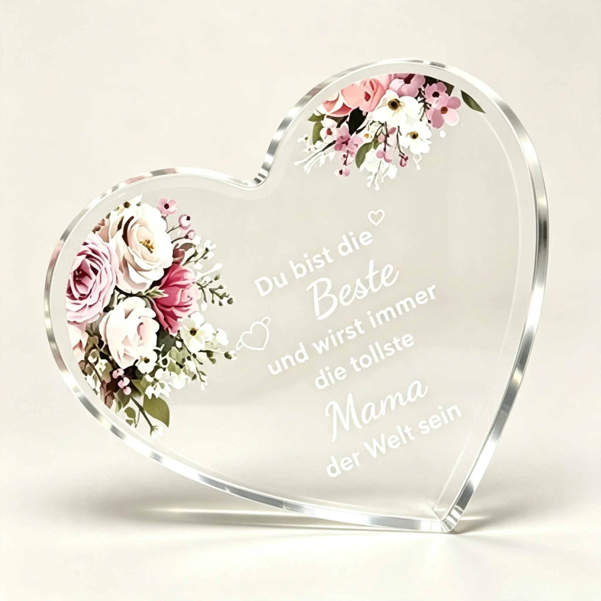 Du bist die Beste Mama der Welt Acrylic Heart Sign, German Quote Mom Desktop Ornament