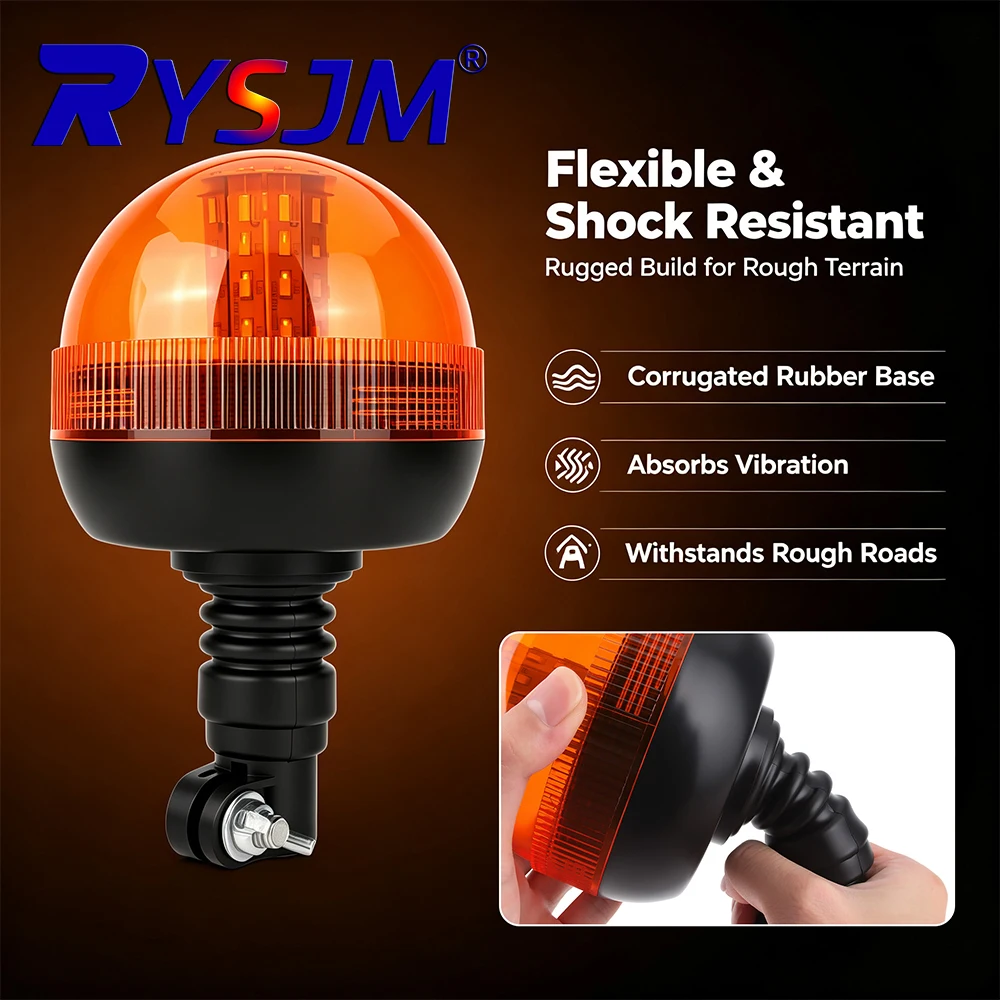 LED Beacon Warning Signal Light Tractor Amber for j-Deer Rotating Flash Strobe Lamp Forestry with Base Bracket Pole