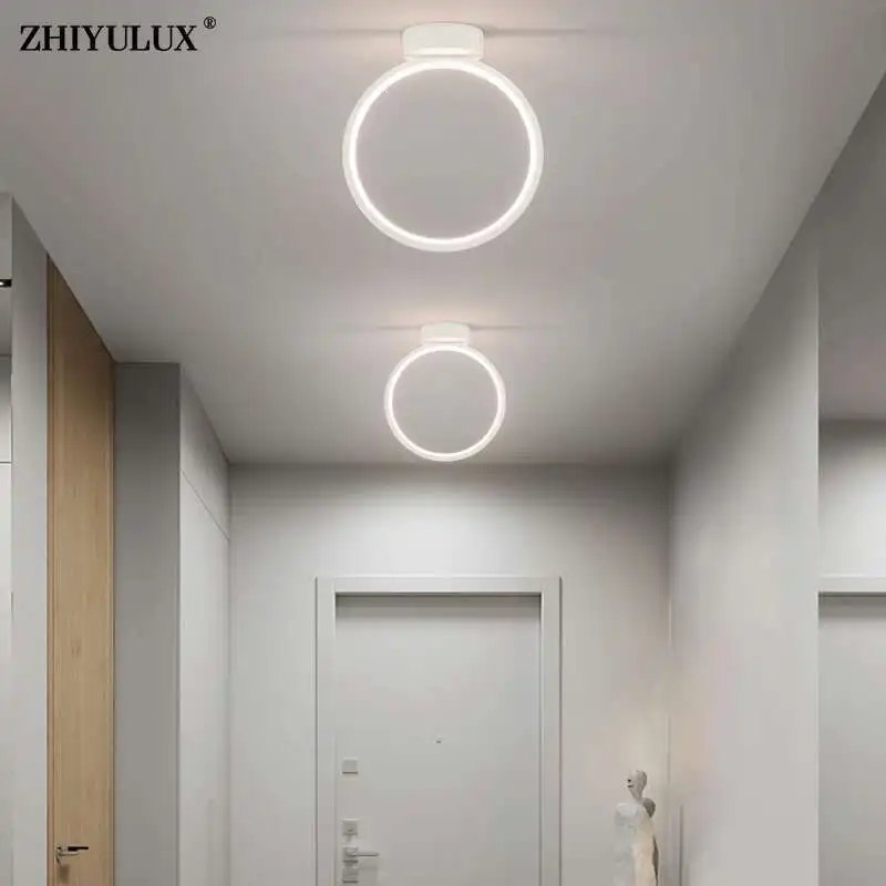 Simple Black White New Modern LED Chandelier Lights Living Room Ceiling Bedroom Hallway Aisle Flats Lamps Home Indoor Lighting