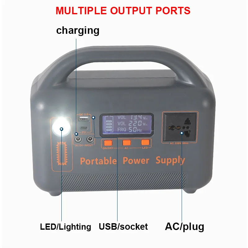 220V Portable Power Station 400W Solar Generator 192Wh Outdoor Emergency External Mobile Battery Powerbank For Camping