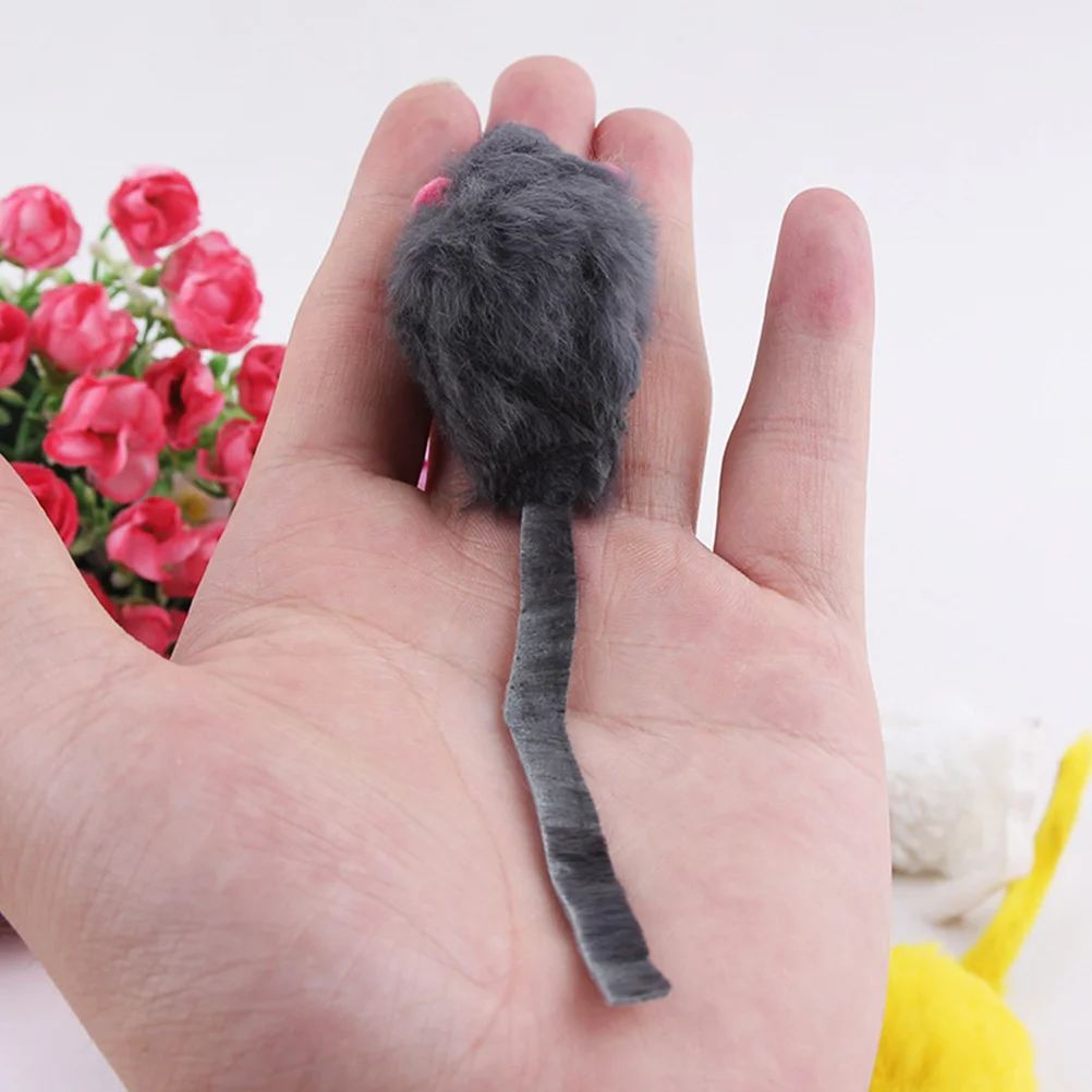 14Pcs Funny Rabbit Fur False Mouse Pet Cat Toys Mini Cats Kitten Pet Accessories (Mixed Colors)