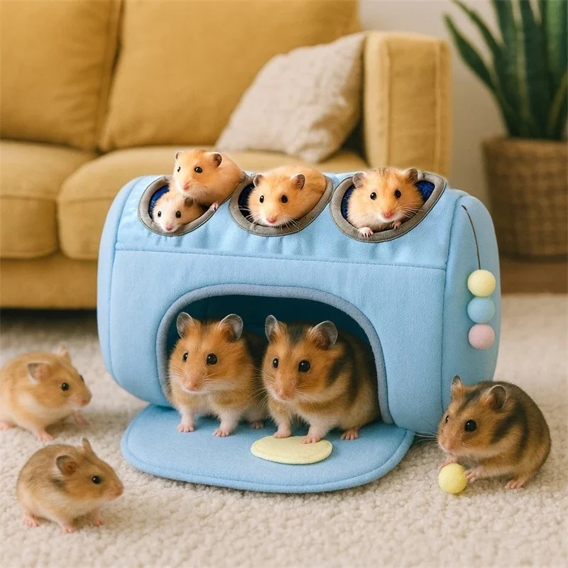Hamster Warm Cotton Nest Small Pet Bed For Hedgehogs Rabbits Dwarfs Cozy Winter Cage Bedding Christmas Gift For Pet Owners