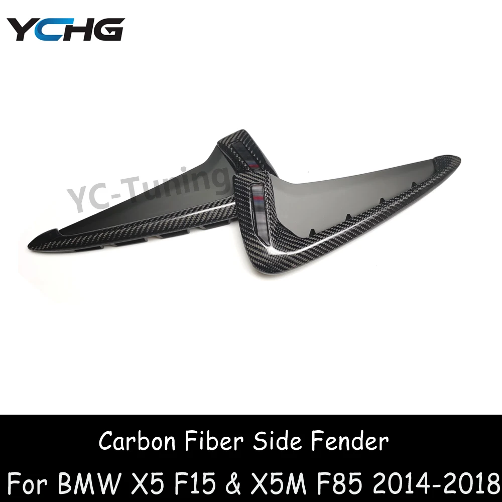 Garde-boue latéral en fibre de carbone véritable pour voiture, autocollant d'évent, adapté pour BMW X5, F15, X5M, F85, xDriLi35i, xDriLi50i, 2014-2018