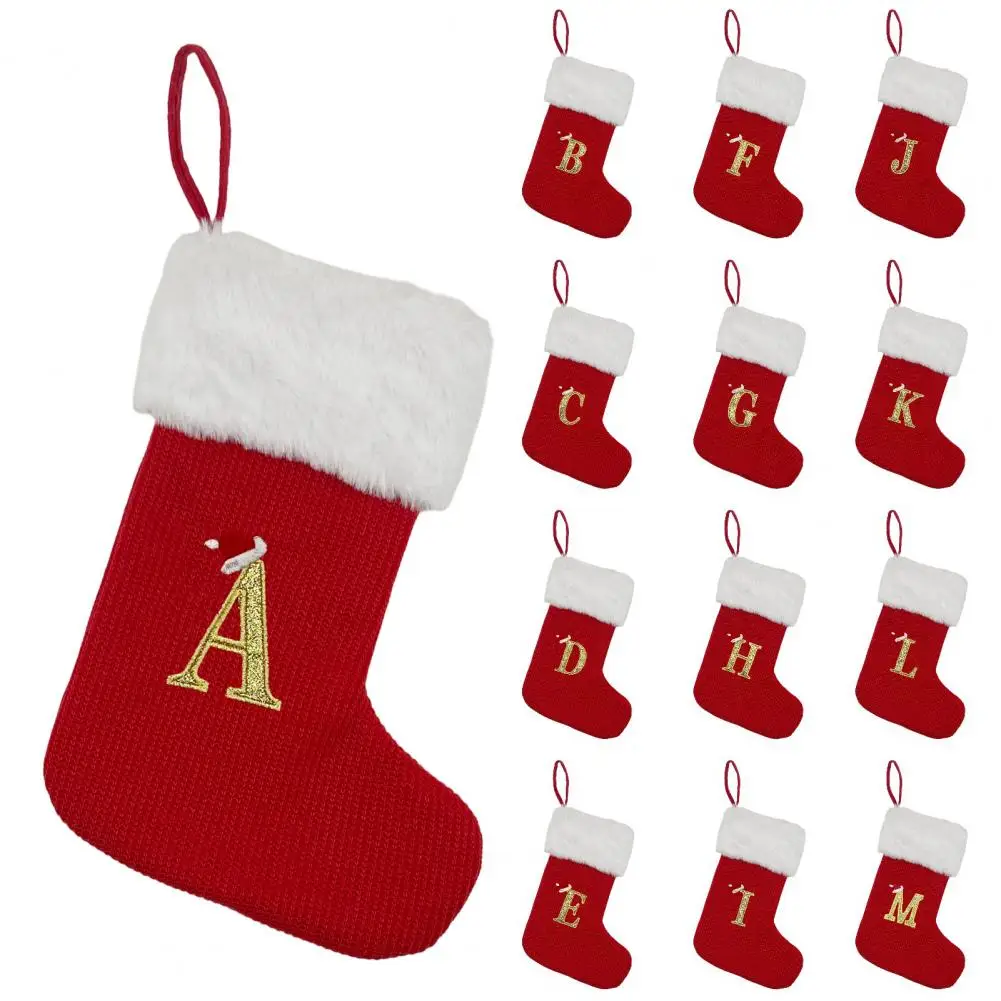 Christmas Stocking Letter Embroidered Knit Christmas Stocking Pendant Christmas Decor High Quality Cotton Xmsa Gift Stockings