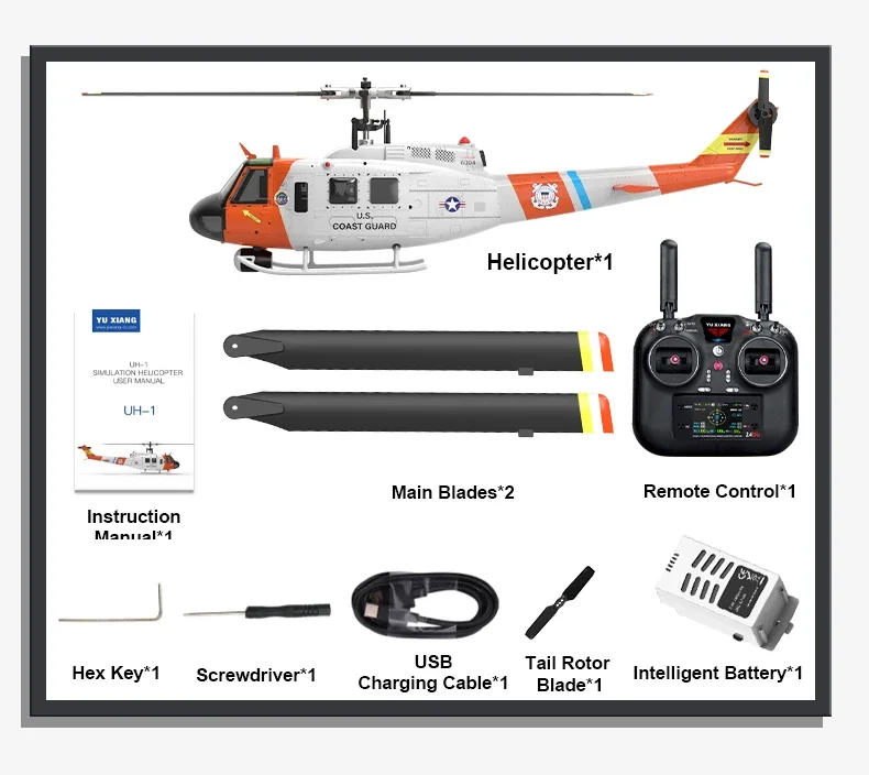 YUXIANG F07S Micro échelle UH-1 Huey 1/34 RTF GPS sauvetage hélicoptère RC