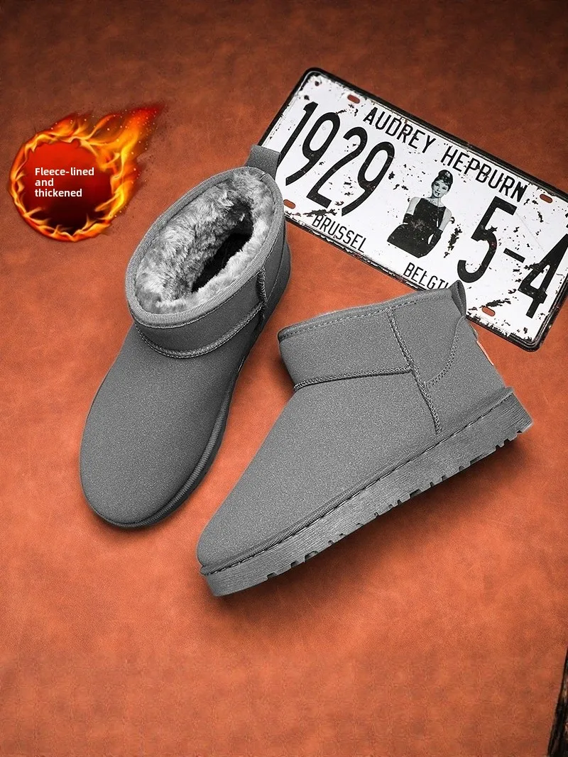 Northeast Style Men's Winter Snow Boots Fur Lined Thickened Bread Shoe Waterproof Anti-slip Cotton Boot Korean Version Mid-Calf