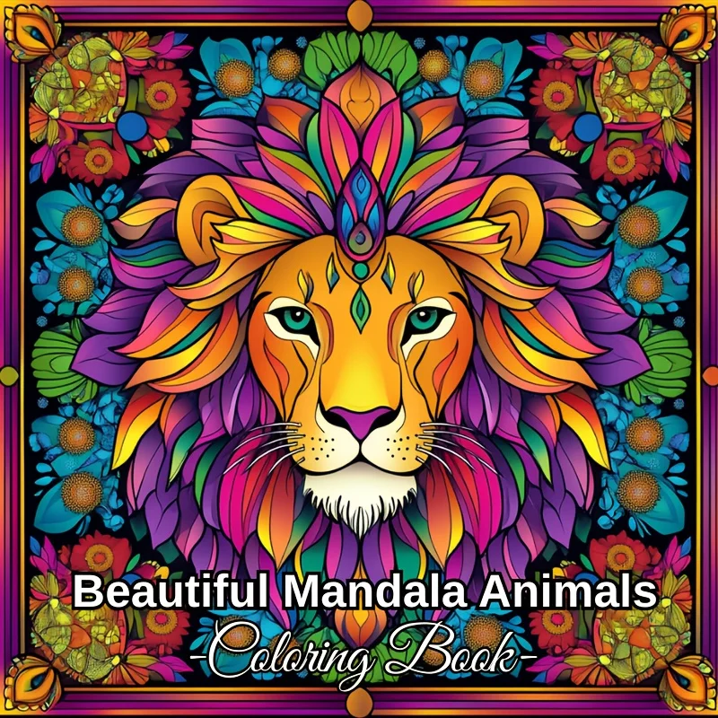 28-pagina's Mandala-dieren kleurboek voor stressreductie voor volwassenen |   Kleurboek voor stressverlichting en stemmingsreductie Valentin