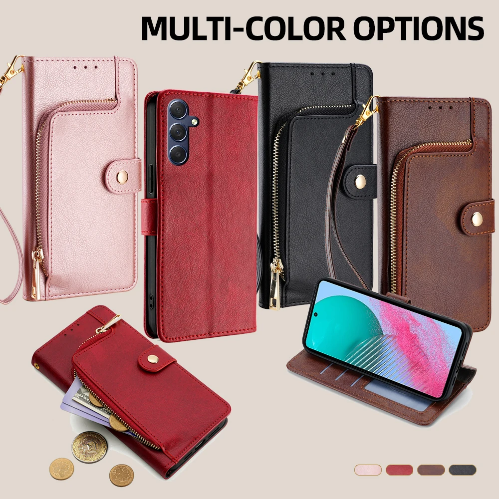 

GEFENIS Бизнес-чехол для телефона Samsung Galaxy M34 M54 M13 M33 M53 M14 M32 M23 M04 Флип-чехол Кожаный чехол с отделениями для карт Zippe