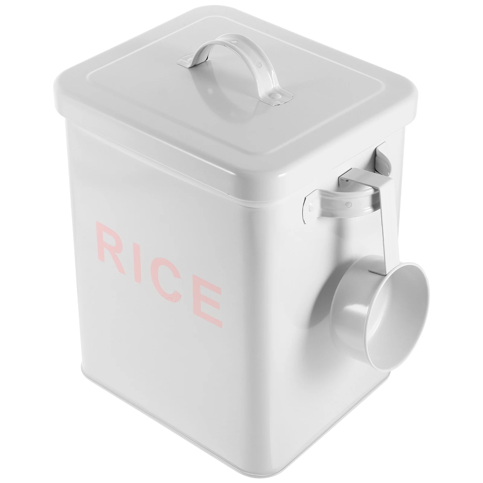 

Rice Bucket Storage Container Iron White Sturdy Dust Proof Moisture Proof Kitchen Canisters Flour Storage Suitable for Rice