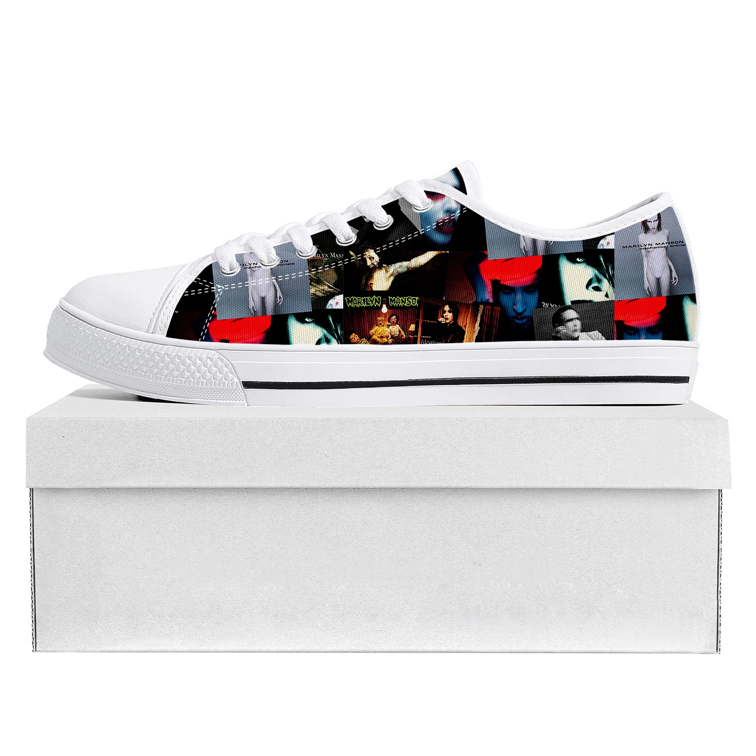 Rock Band Music Singer Marilyn Manson Low Top High Quality Sneakers Mens Womens Teenager Canvas Sneaker Couple Shoes Custom Shoe