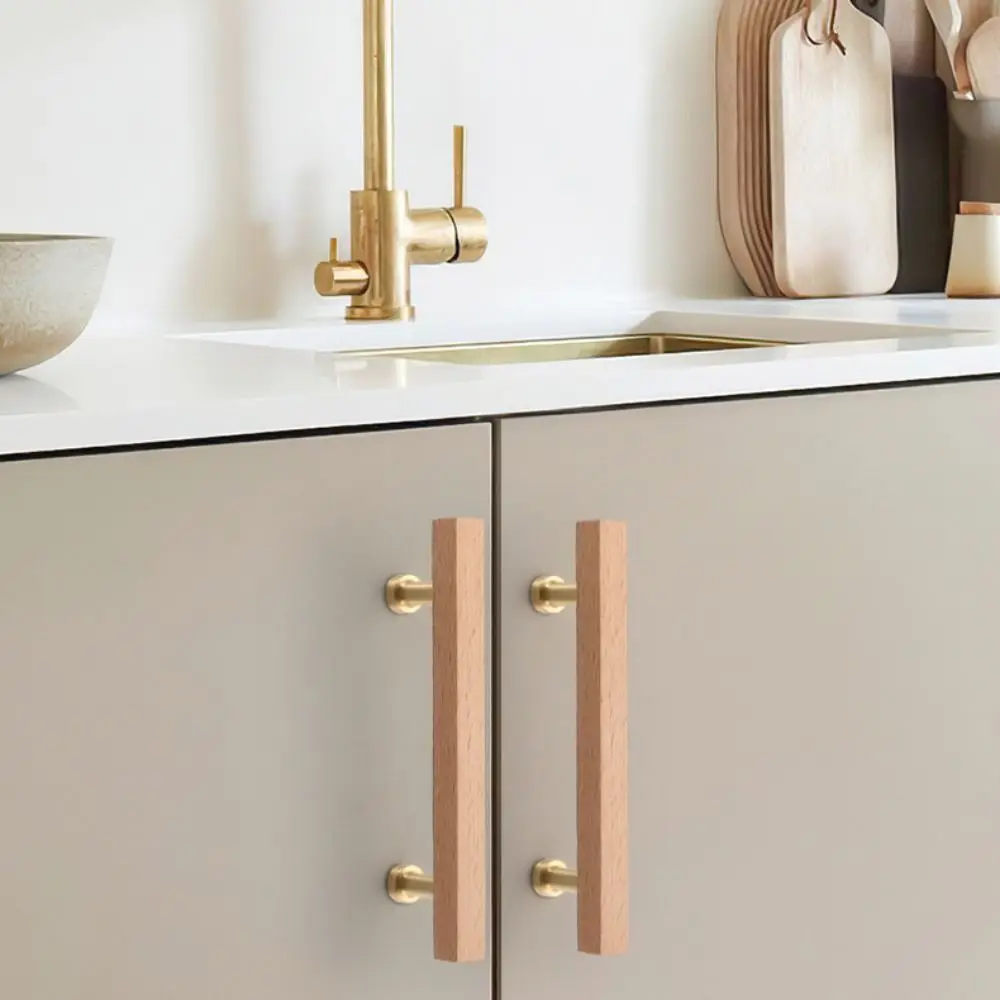 

Light Luxury Walnut Wood Wood Cabinet Handles Beech Wood Luxury Design Drawer Pulls Modern Minimalist Door Knobs Wardrobe