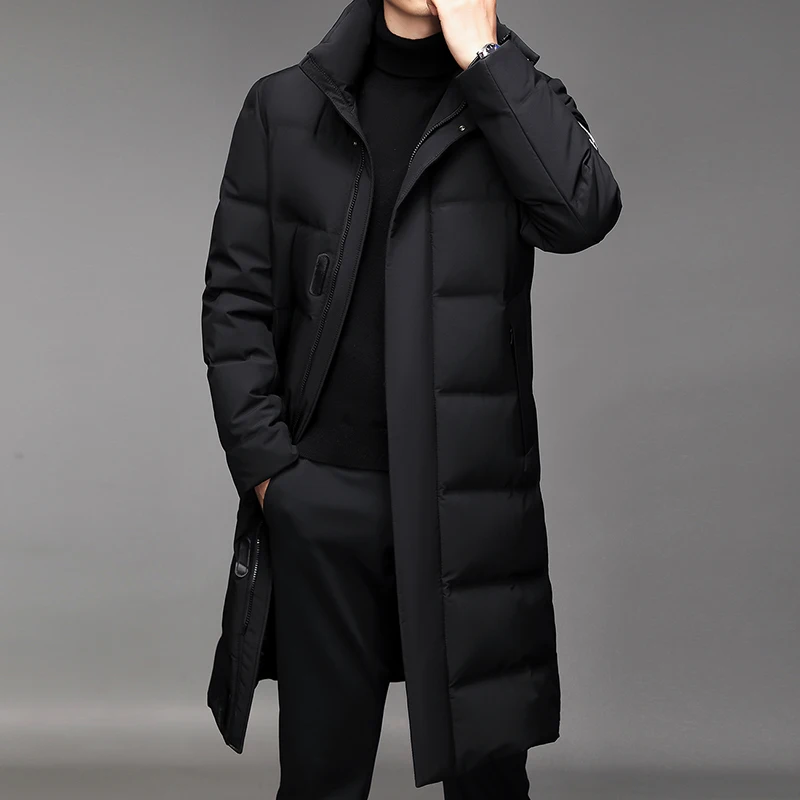 Fashionable Coat Thicken Jacket men stand collar Warm Lengthen Parka Coat White duck down Hight Quality men Winter Down Coat