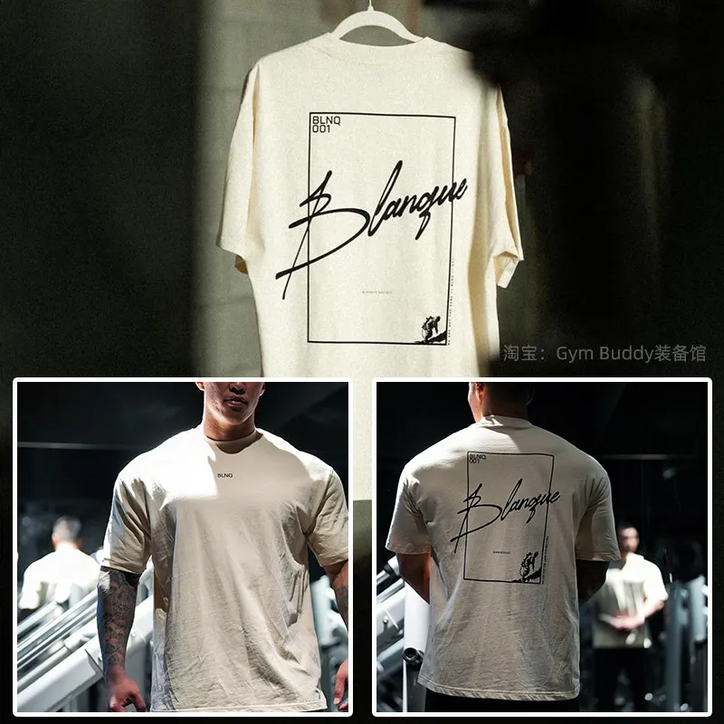 2026 new T-shirt short-sleeved loose-fitting sweat-absorbing sports top large size American pure  half-sleeve fitness apparel