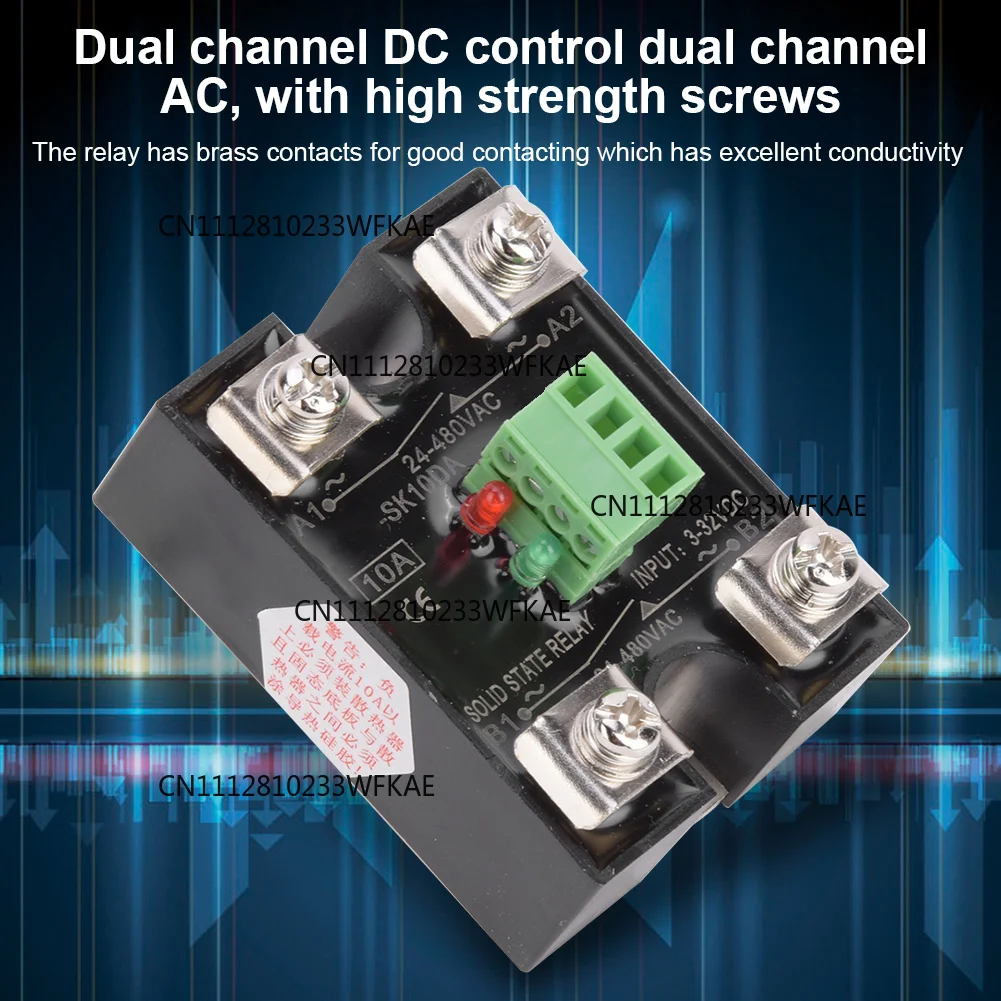 10DA 25DA 40DA SSR Dual Channel DC Control AC Single Phase Solid State Relay 10A 25A 40A Voltage Delay Relay Module 24-480AC