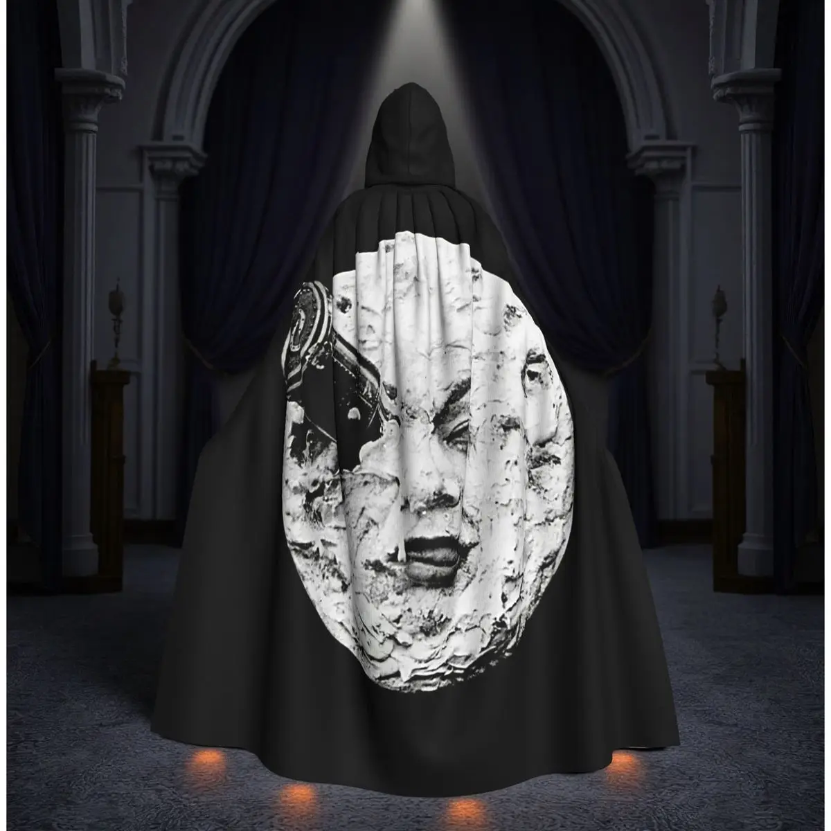 A Trip To The Moon Long Hooded Cloak Witch Medieval Costume Cosplay Cape HalloweenVampire Adult Unisex