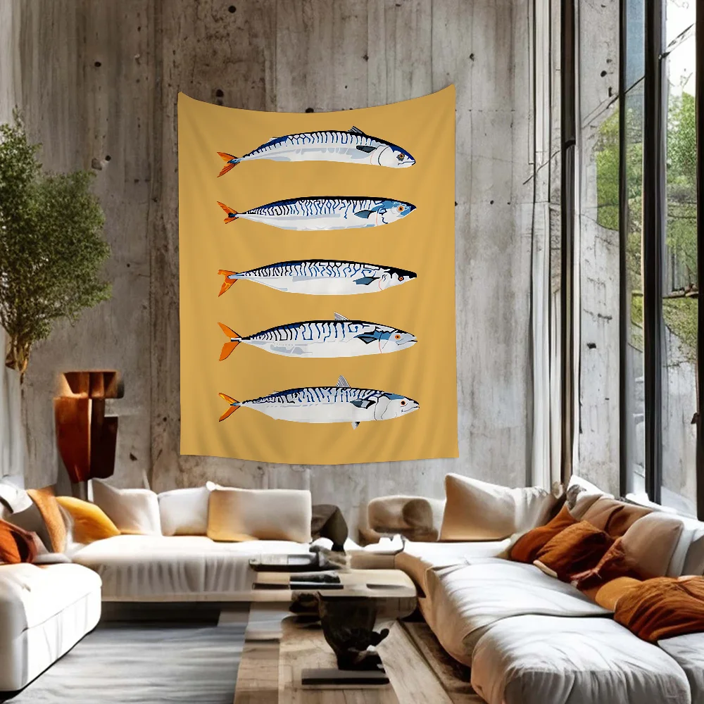 Kleurrijke Sardine Kreeft Vis Oceaan DIY Wandtapijt Hippie Bloem Muur Tapijten Dorm Decor Wall Art Decor