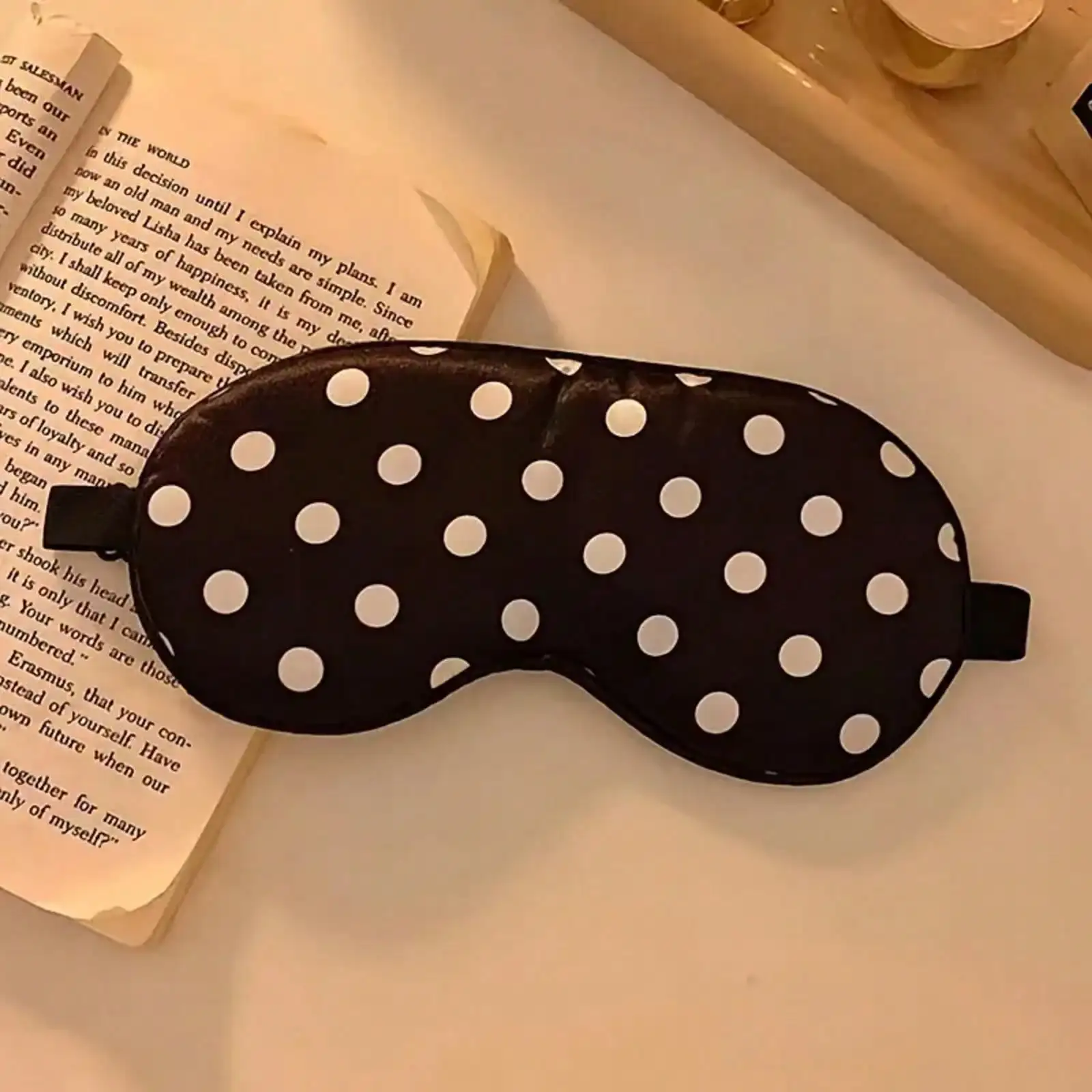 

1 PC Polka Dot Pattern Imitation Silk Fabric Elastic Band Light Blocking Sleep Mask
