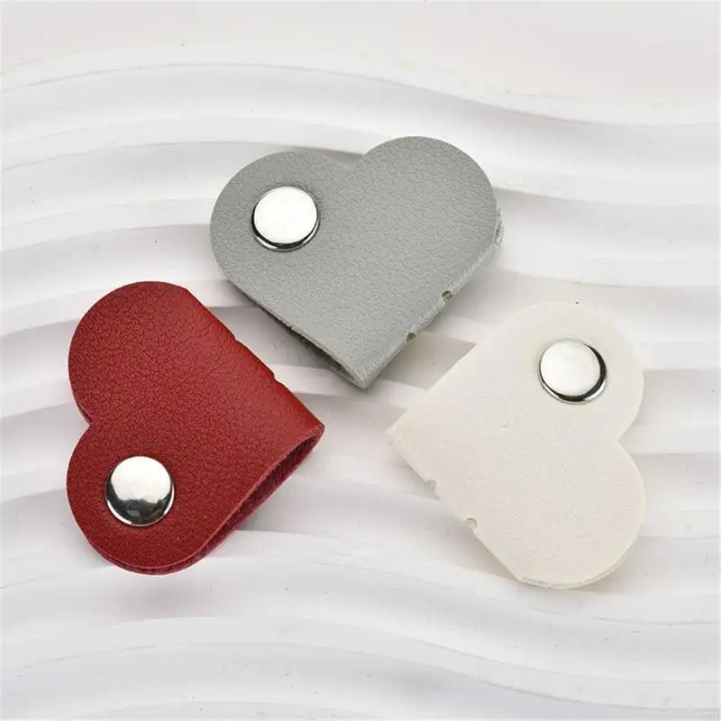 CORA Heart Shaped PU Leather Cable Organizers Holder With Metal Closure For Earphones Charging Cords Random Color