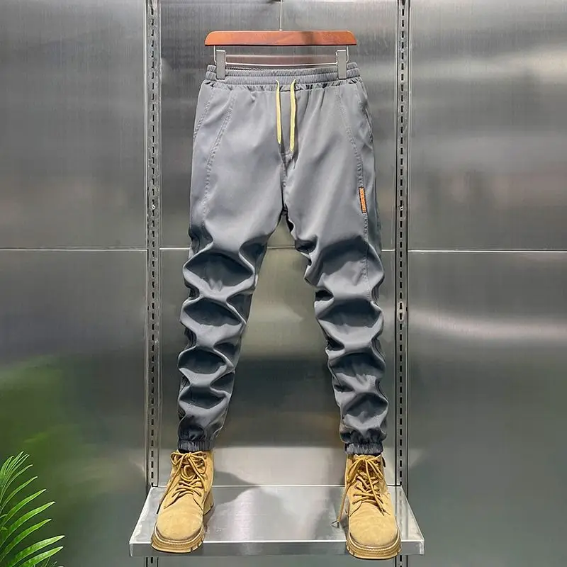 

Модные повседневные брюки для мужчин, осенние, свободного кроя, с манжетами, укороченные, спортивные, универсальные, рабочие, в стиле Harlan