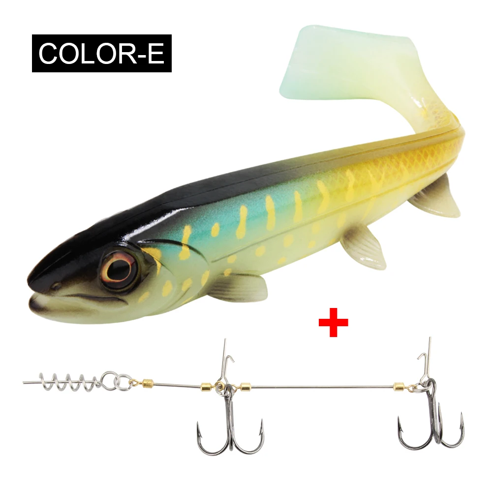 Spinpoler Big Fish Weicher Angelköder mit Stinger Rig Hakenset 14 cm/18 cm Jigging Trolling für Salzwasser-Meeresangelgerät Pesca
