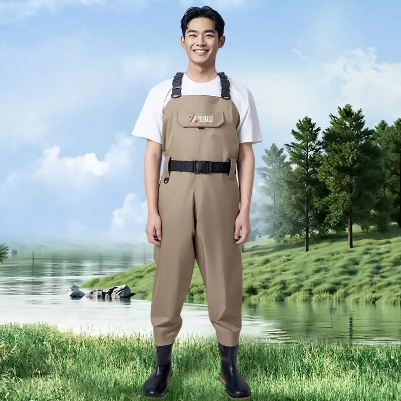 Yuzhiyuan خواضون الصيد للرجال السراويل المطر للماء كامل الجسم مقاوم للماء تصميم جديد #4
