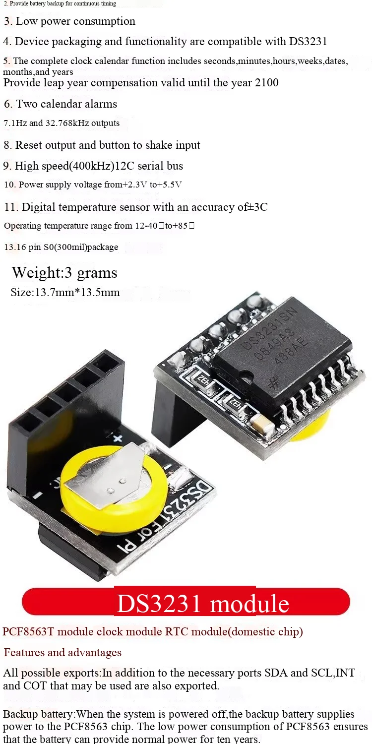 Raspberry Pi RTC-Modul – hochpräzises DS3231-Uhrmodul, Batterien nicht enthalten. – Detail 8