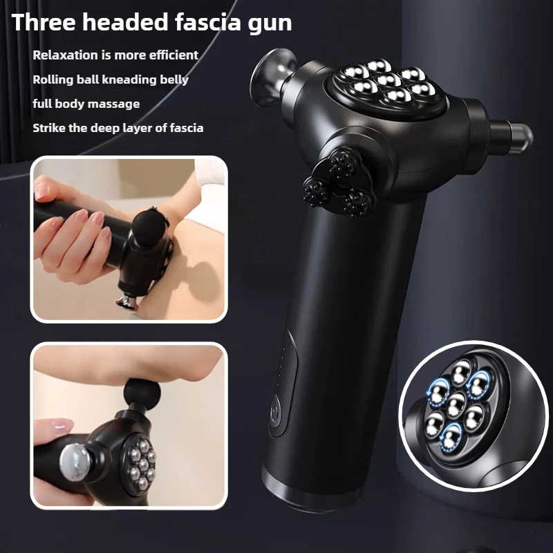 

Новый высокочастотный электрический трехголовочный многофункциональный пистолет для фасции для расслабления мышц и массажер для магнитных шариков живота