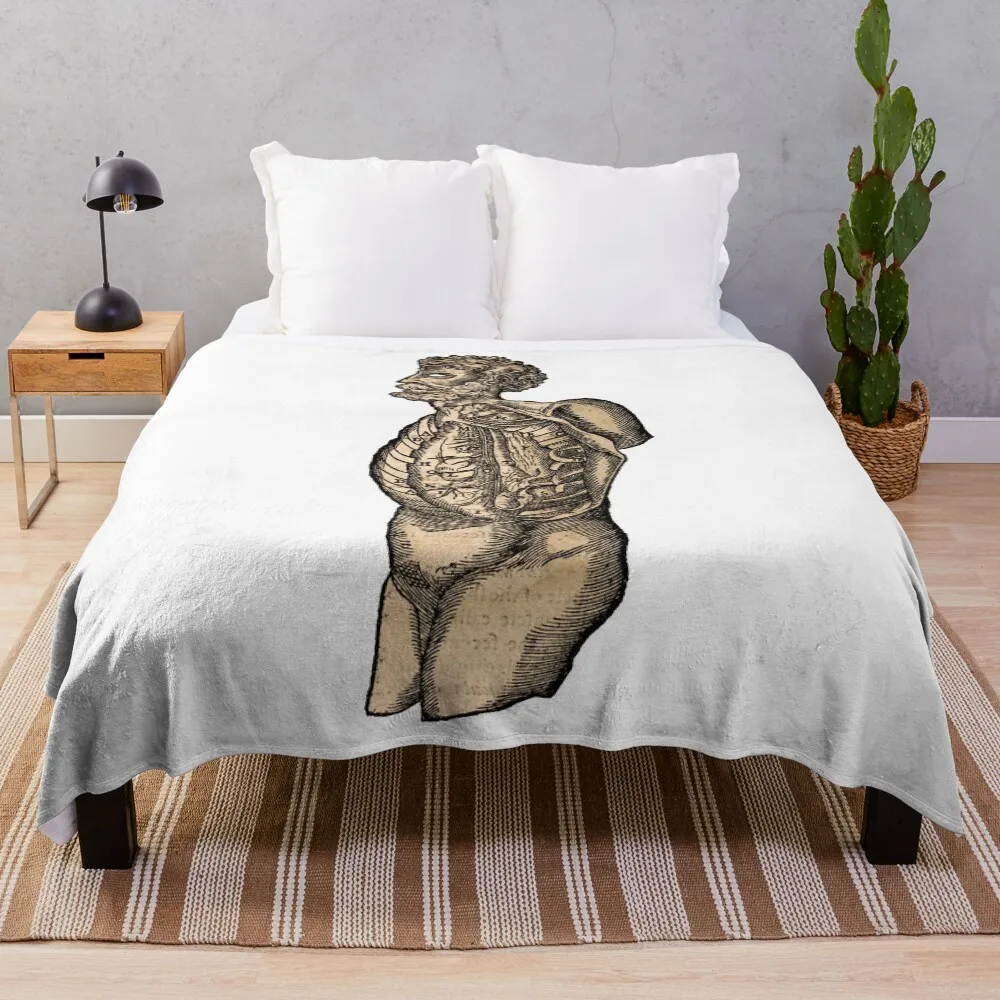 

Vintage Human Torso Anatomy Illustration Throw Blanket Reusable Durable Soft Blanket for All Seasons
