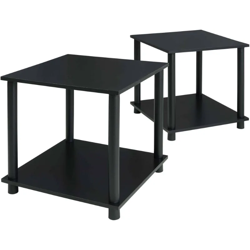 No Tools End Tables, Solid Black, Set of 2, furniture,Stylish modern design