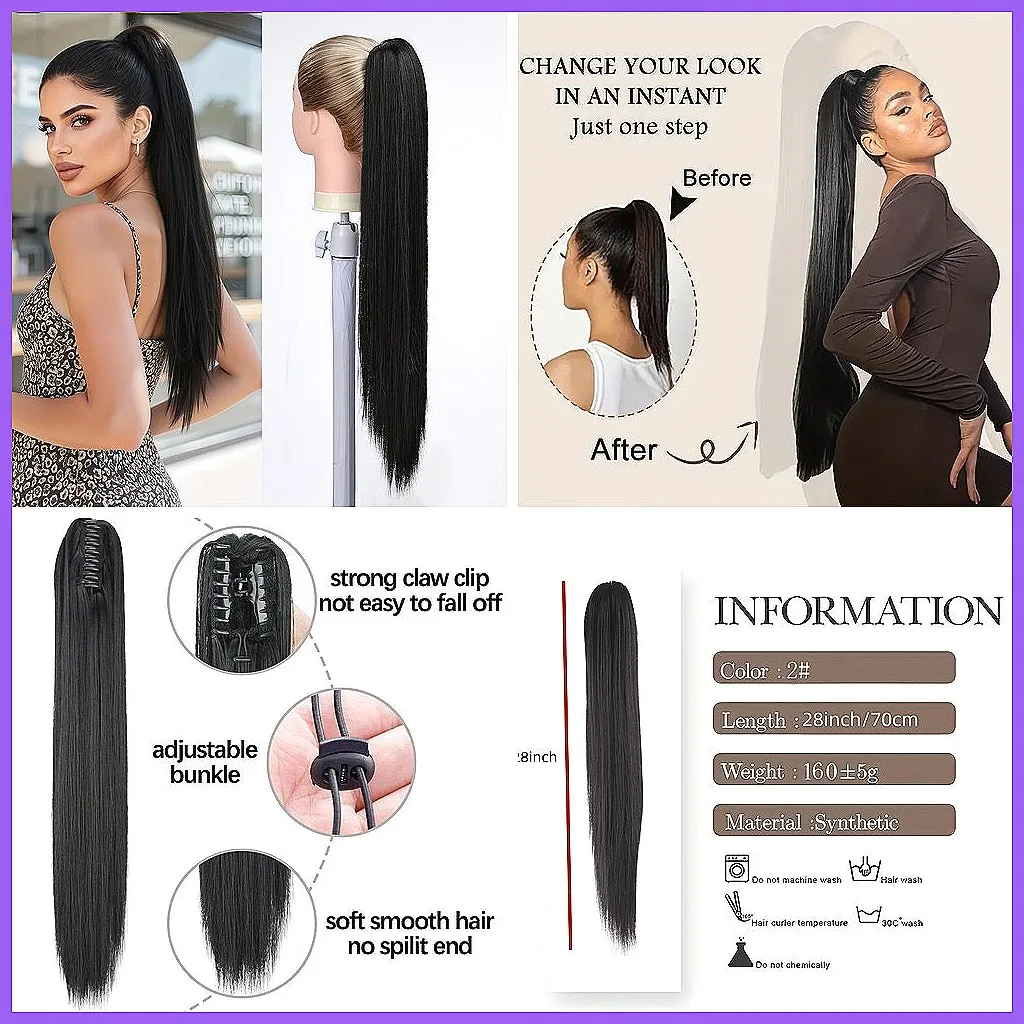 

Heat Resistant Straight Clip-in Ponytail Hair Extension for Daily & Party Wear, Wholesale Supplier