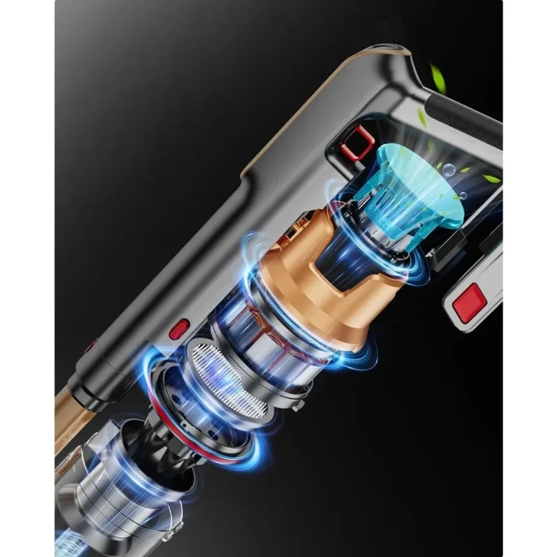 コードレス掃除機、580W/48KPA/65分 家庭用掃除機、スーパー1.8Lカップ＆大型LEDスクリーン搭載スティック型掃除機、絡まり防止