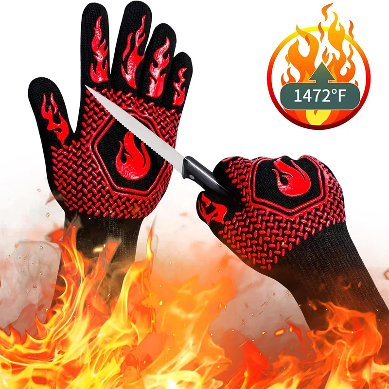 Heat Resistant Gloves Flame Retardant Non-slip Fire  High Temperature Resistant Gloves Suitable Kitchen barbecue cuttingCookware