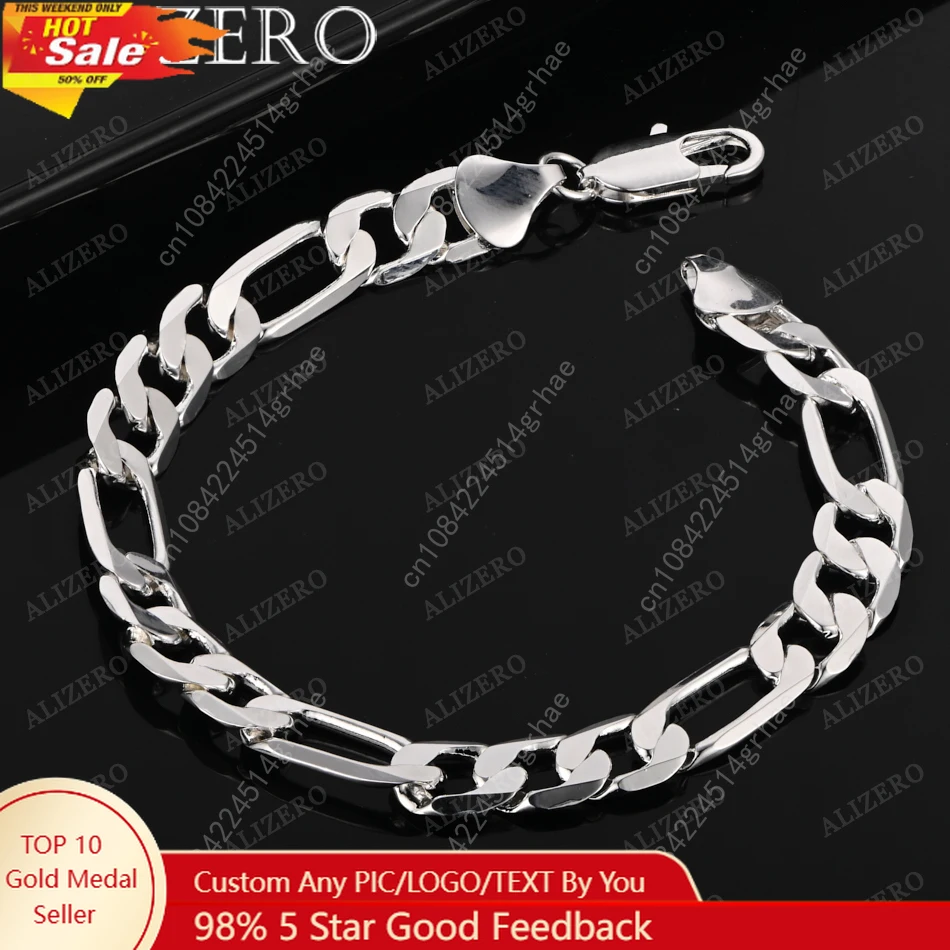 

ALIZERO 925 Sterling Silver Bracelet 4/6/8/10/12mm Chain Bracelets For Men Women Fashion Party Fine Jewelry Wholesale