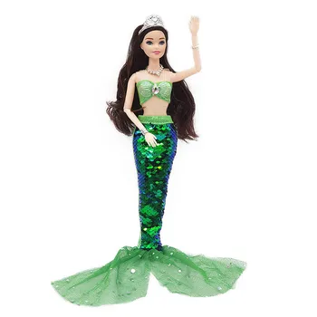 11 Inch Mermaid Doll Full Set Multi Joints Movable 30cm Height Doll with Sequin Skirt Suit Girls Dress Up Toys