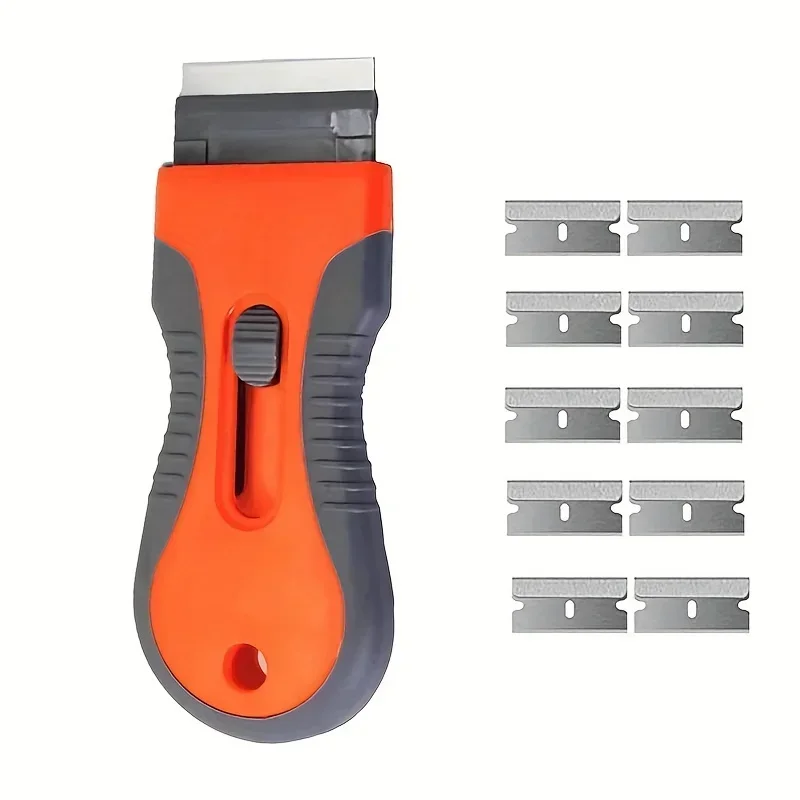vvocci Cleaning Scraper Tool Telescopic Adjustment Knife For Removing Labels Glue removal 1 Set blade With 10 Blades Paint