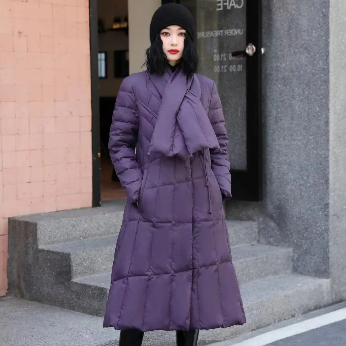 2026 Winter Women's Down Jacket Retro Commuter Windproof V-neck Down Jacket