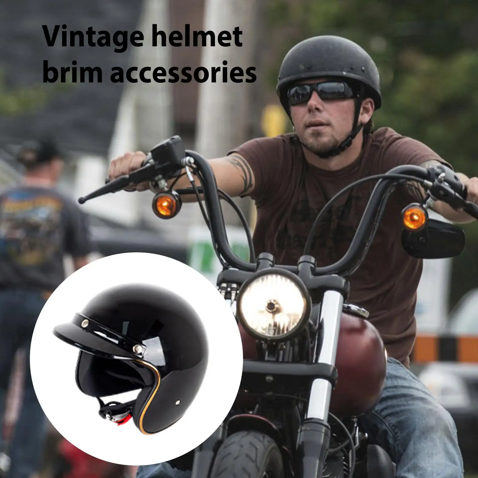 Vintage Helmet Visor Universal Sun Shade For 3/4 Helmets With 3 Buttons Halfhelmet Motorcycle Replacement Helmet Brim Parts view 4