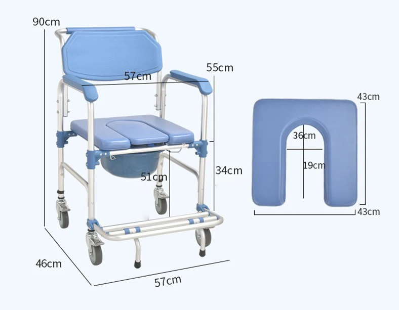 Powered Patient Lift Transfer Chair With Commode Foldable Bedside Commode Chair With Wheels Toilet