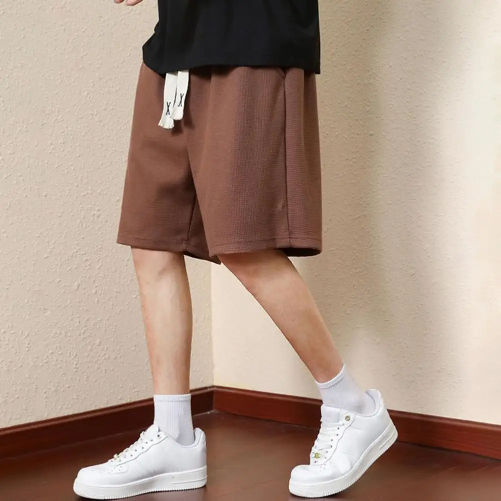 Versatile Men Shorts Men Athletic Shorts Men's Summer Athletic Shorts with Elastic Waist Pockets Solid Color for Streetwear